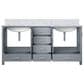 Lexora Home Jacques 72" Double Bathroom Vanity in Dark Grey with 2 cm White Carrara Marble Top and Rectangular Sinks, , large