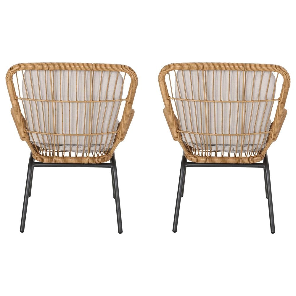 Hearth and Haven McCaskillOutdoor Rattan Club Chair with Iron Frame in Gray (Set of 2), , large
