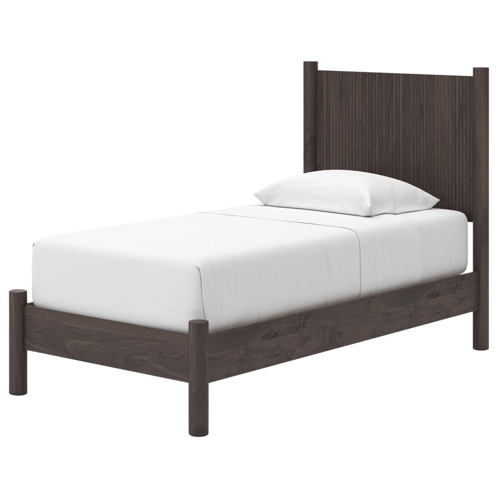 Ashley Pamytta 5-Piece Twin Panel Platform Bedroom Set in Rich Brown, , large