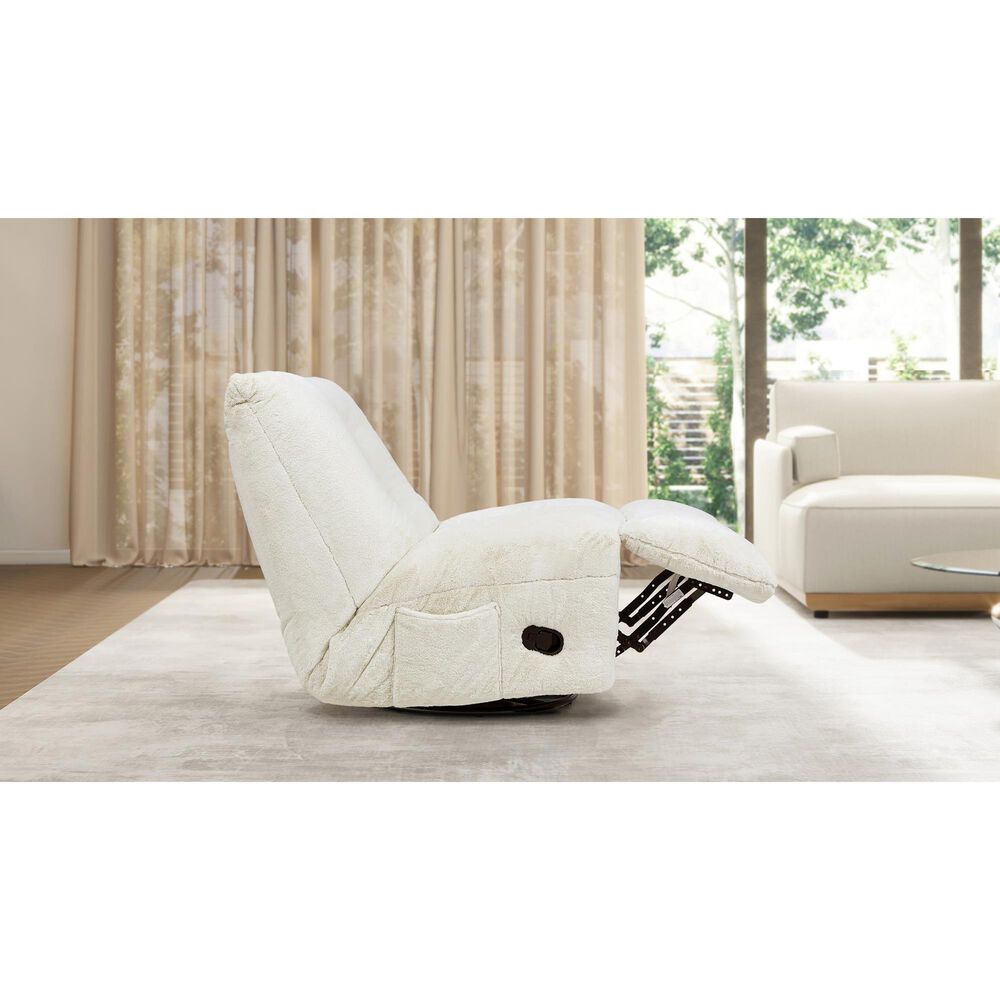 Jennifer Taylor Home Rearden Manual Swivel Glider Recliner in Pearl White, , large