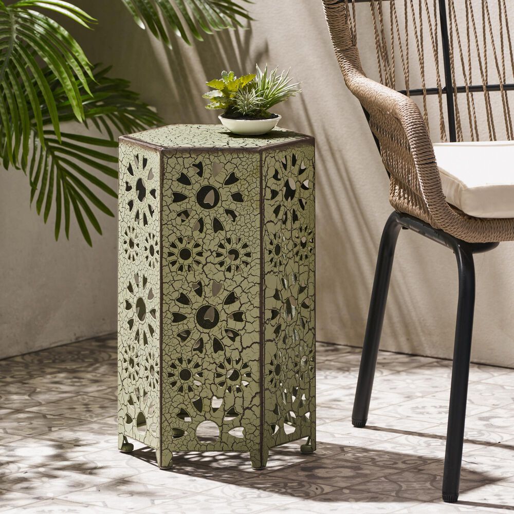 Hearth and Haven Eliana 12&quot; Patio Side Table in Green, , large