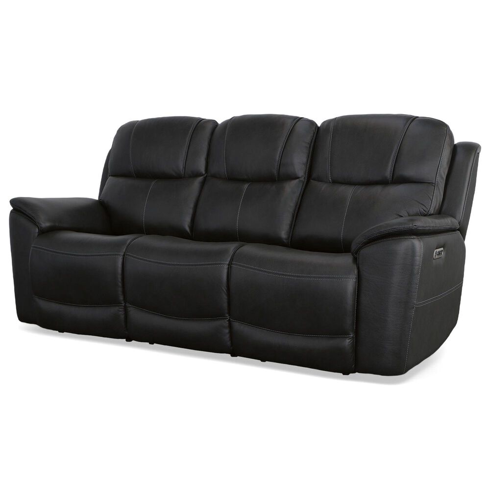 Flexsteel Crew 2-Piece Leather Power Reclining Living Room Set in Raven, , large