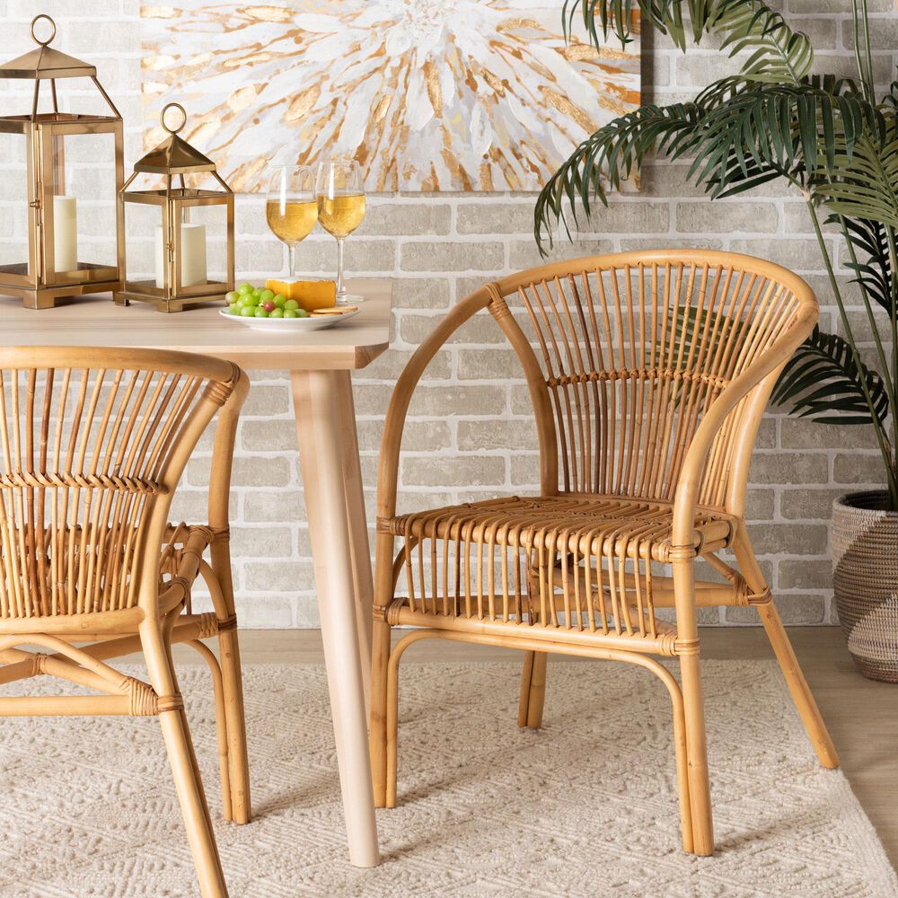 Baxton Studio Murai Arm Chair in Natural Brown, , large
