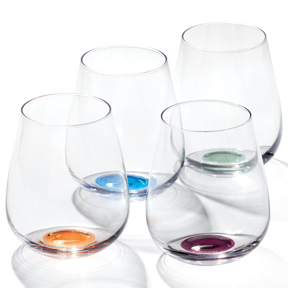Oneida Entertain 365 Bottoms Up Stemless Wine Glasses in Clear, Purple, Blue, Green and Orange &#40;Set of 4&#41;, , large
