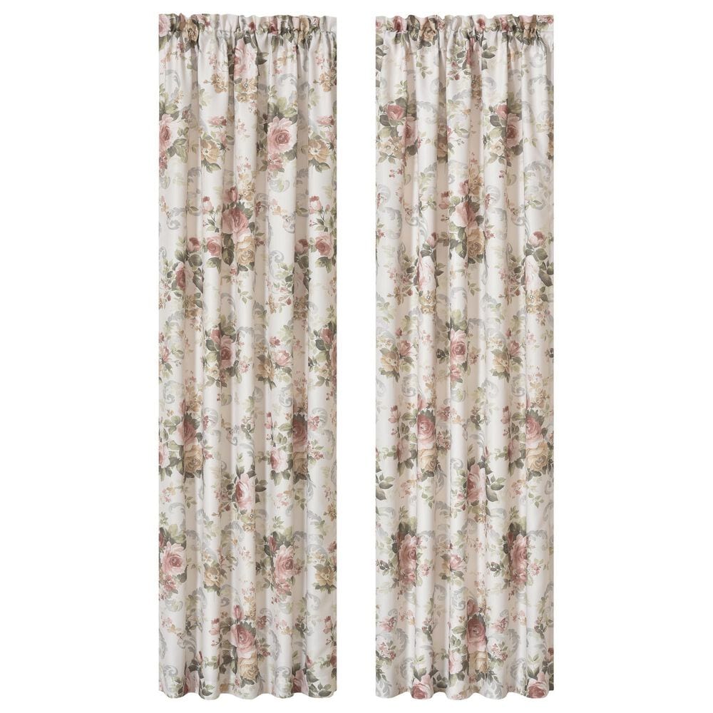 J. Queen New York Chablis 84" x 41" Window Panel Pair in Rose Gold, Taupe and Green, , large