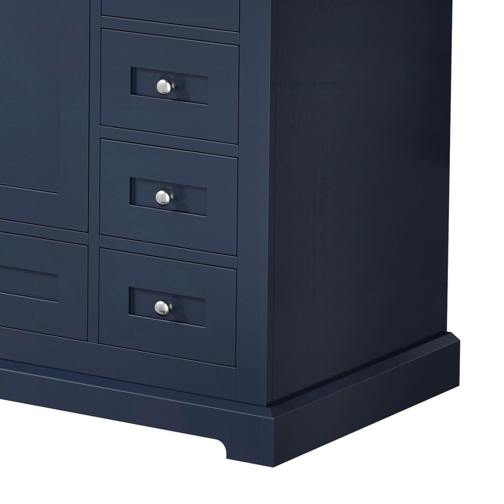 Lexora Home Dukes 84&quot; Double Bathroom Vanity in Navy Blue with 2 cm White Cultured Marble Top and Rectangular Sinks, , large