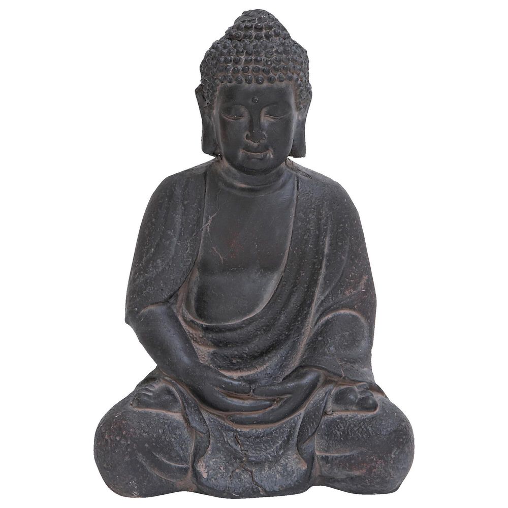 Maple and Jade 12" Bohemian Buddha Sculpture in Dark Gray, , large