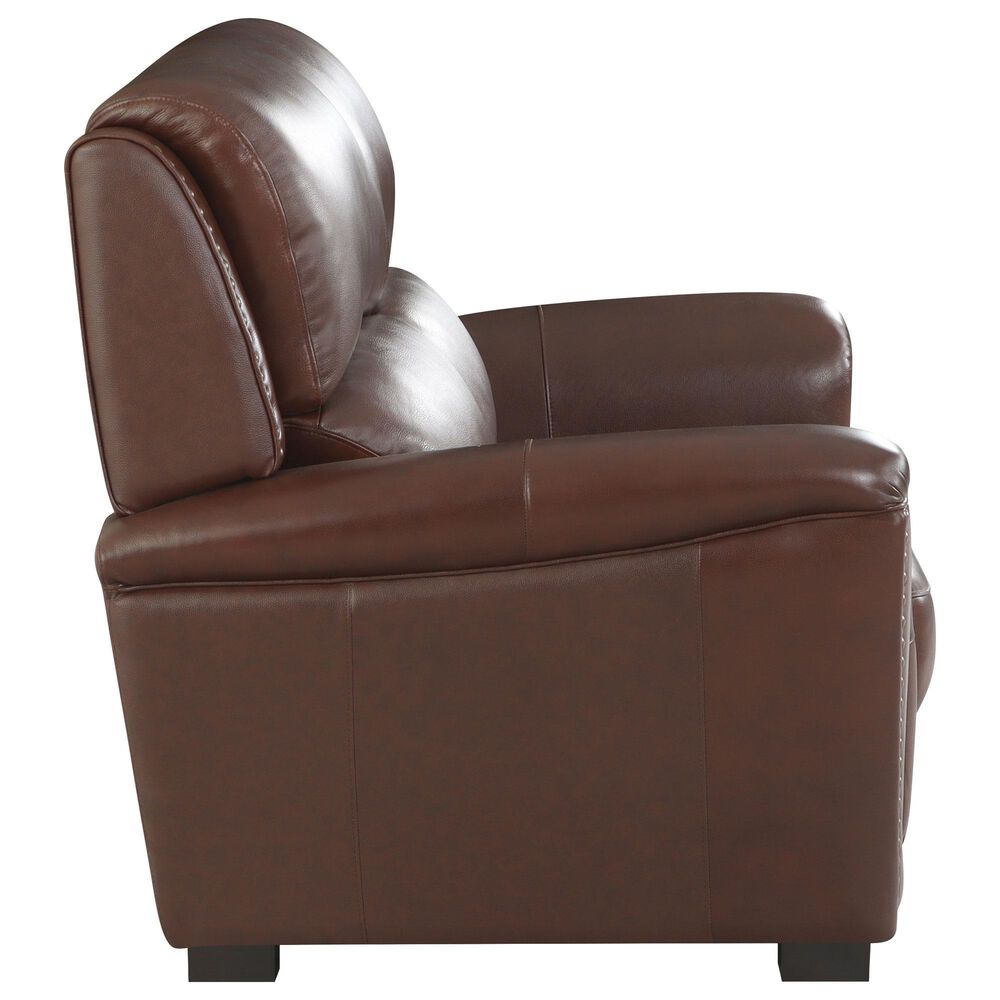 Chateau d'Ax Stationary Leather Sofa and Recliner Set in Red Brown, , large