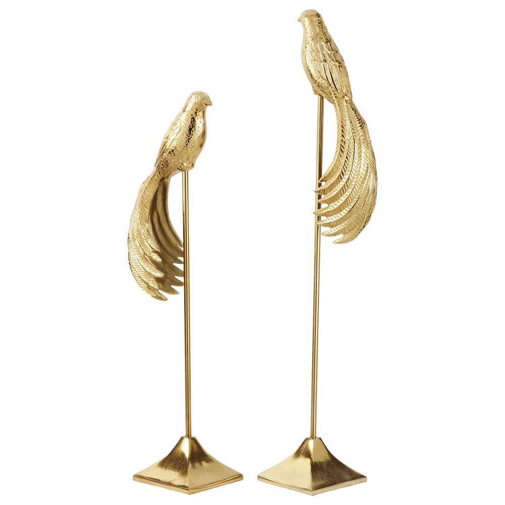 Maple and Jade 2-Piece Bird Decorative Sculpture Set in Gold, , large