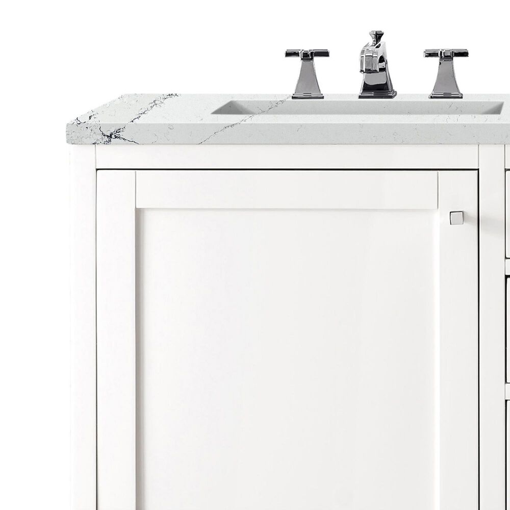 James Martin Vanities Addison 60&quot; Double Bathroom Vanity in Glossy White with 3 cm Ethereal Noctis Quartz Top and Rectangular Sinks, , large