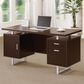 Pacific Landing Glavan Double Pedestal Desk in Cappuccino and Silver, , large
