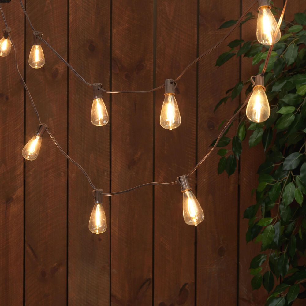 The Gerson Company Everlasting Glow 15' Patio String Lights with Long Bulbs in Brown NFM