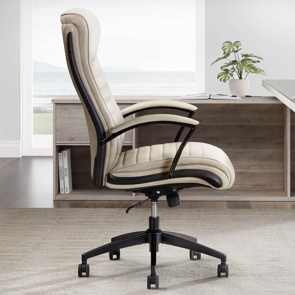 Simeon Collection Leather Desk Chair in Antique Linen, , large