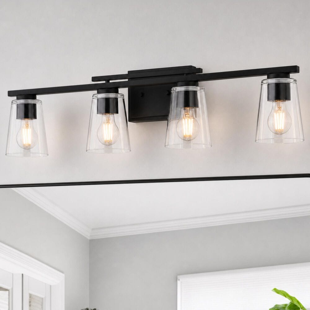 Vaxcel Sedona 4-Light Bathroom Vanity in Matte Black, , large