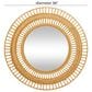 Maple and Jade 36" Round Rattan Tribal Handmade Intricately Weaved Wall Mirror in Light Brown, , large
