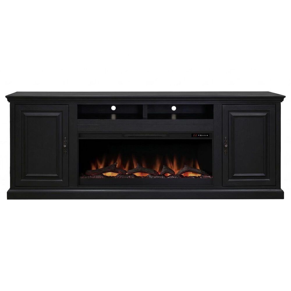 Legends Home Kensington 86" Fireplace Console with Fireplace Insert in Black, , large