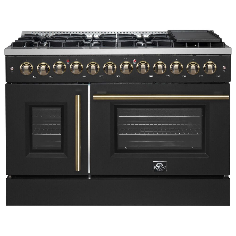 Forno Galiano 48" Freestanding French Door Dual Fuel Range in Black, , large
