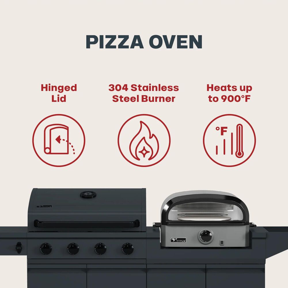 Tytus 4-Burner Gas grill w/ Pizza Oven in Gunmetal Gray, , large
