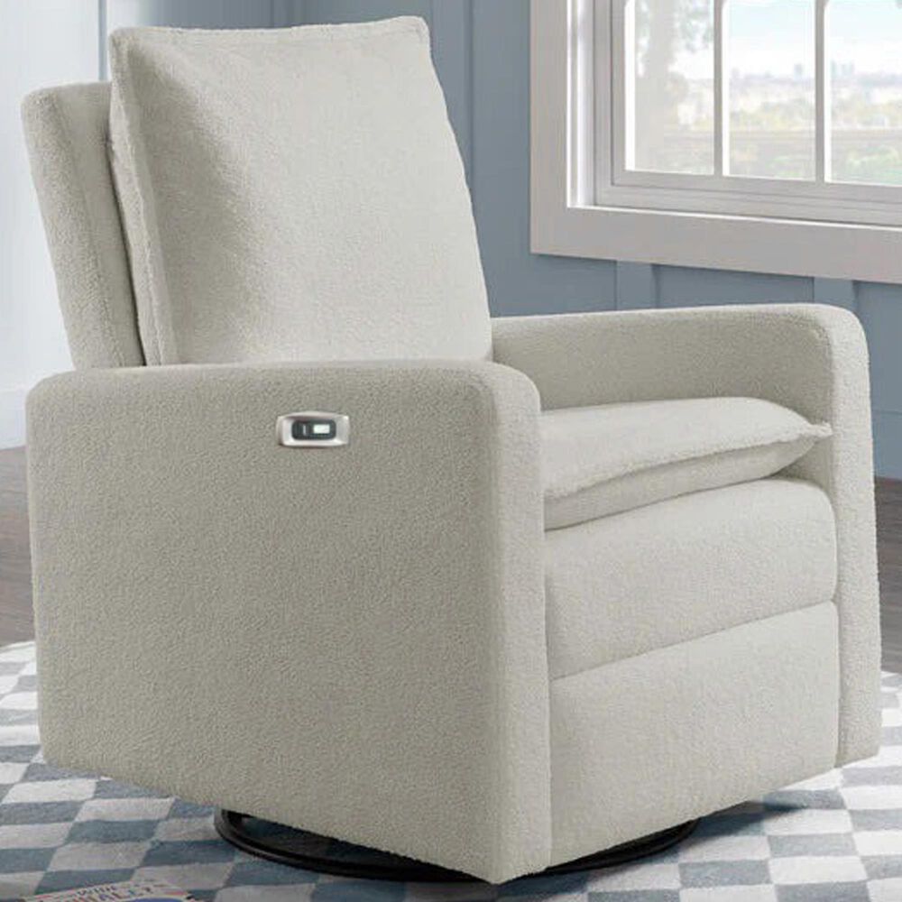 Oxford Baby Uptown Power Swivel Glider Recliner in Boucle White, , large