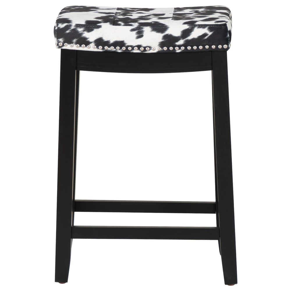 Linon Home Decor Claridge Counter Stool with Black Cow Print Cushion in Black, , large