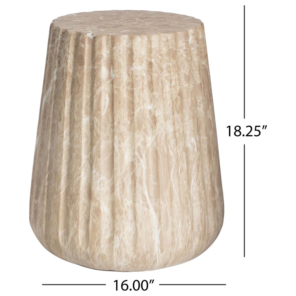 Hearth and Haven Outdoor Carved Side Table with Faux Natural Stone Texture in Gold, , large
