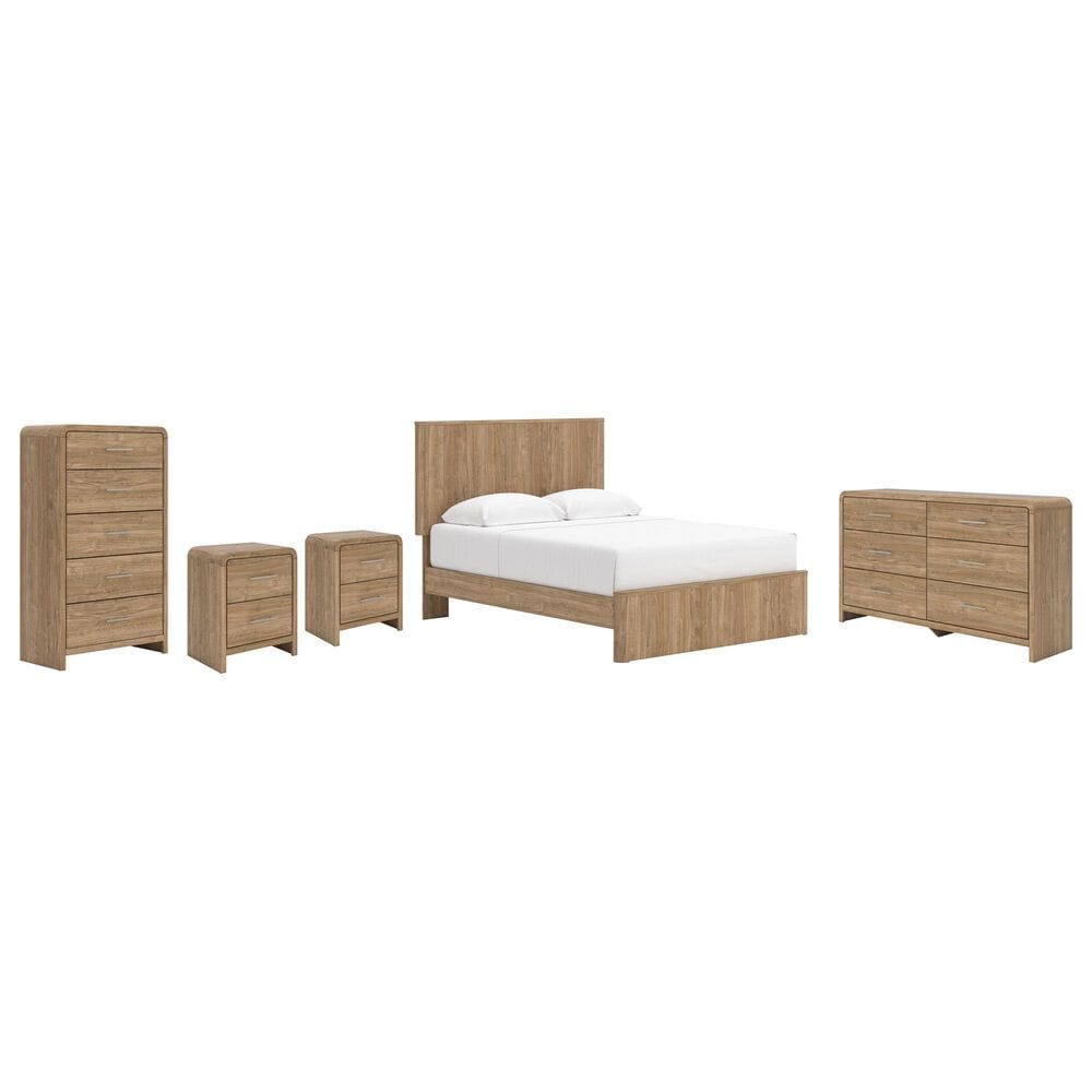 Ashley Gramburg 5 Piece Queen Platform Panel Bedroom Set in Warm Brown, , large