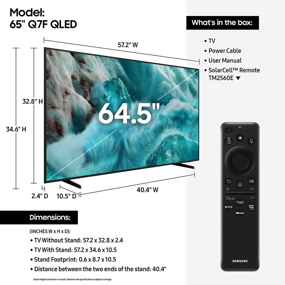 Samsung 65&quot; Class Q7F QLED 4K Vision AI in Black - Smart TV, , large