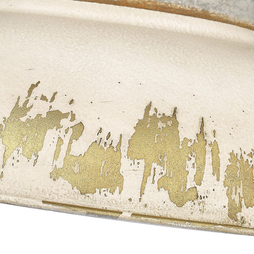 Golden Lighting Kinsley 2-Light Flush Mount with Antique Ivory Shade in Aged Galvanized Steel, , large