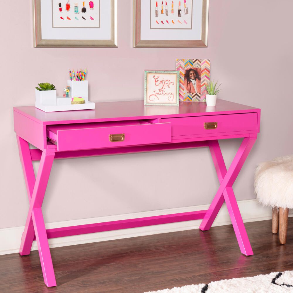Linon Home Decor Peggy Writing Desk in Raspberry Pink, , large