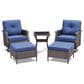 Sunwell Garden 5-Piece Patio Chat Set with Two Ottoman in Navy, , large