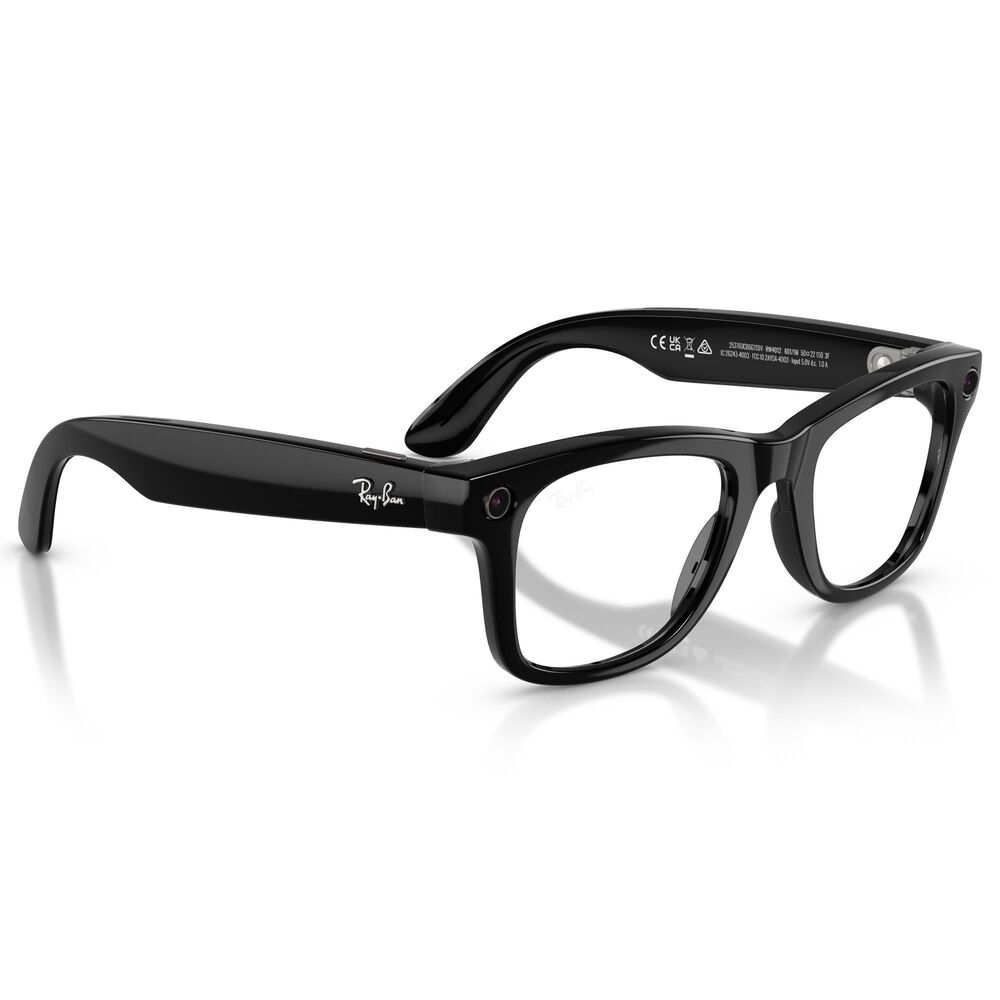 Rayban Glasses Wayfarer Gen 2 53mm Sunglasses with Clear and Graphite Green Transitions Lenses in Shiny Black, , large