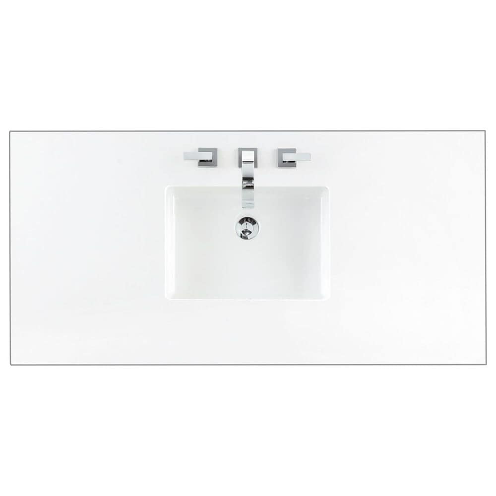 James Martin Vanities Olena 48&quot; Single Vanity in Light Mappa Burl and Polished White with 3 cm White Zeus Quartz Top, , large