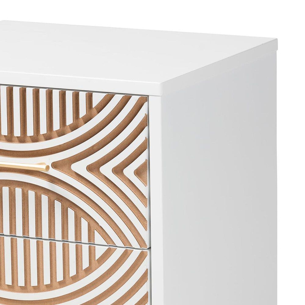 Baxton Studio Louetta 2-Drawer Nightstand in White and Natural Brown, , large