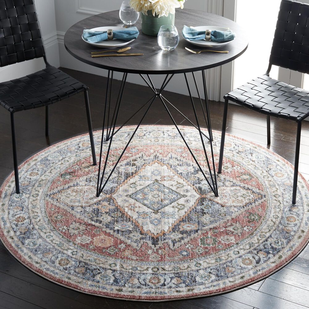 Safavieh Jasmine 5&#39;3&quot; Round Rust and Navy Area Rug, , large