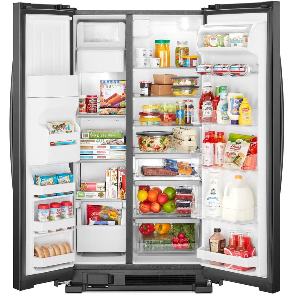 Whirlpool 24.6 Cu. Ft. 36&quot; Wide Side-by-Side Refrigerator in Black, , large