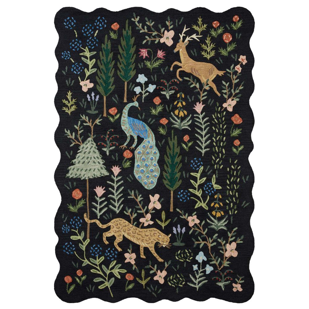 Rifle Paper Co Crafted by Cloth and Company Silhouette 2"3" x 3"9" Black Area Rug, , large
