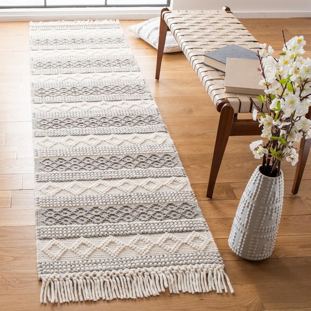 Safavieh Natura NAT859A 2&#39;3&quot; x 9&#39; Ivory and Grey Runner, , large