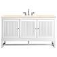 James Martin Vanities Athens 60" Single Bathroom Vanity in Glossy White with 3 cm Carrara White Marble Top and Rectangular Sink, , large