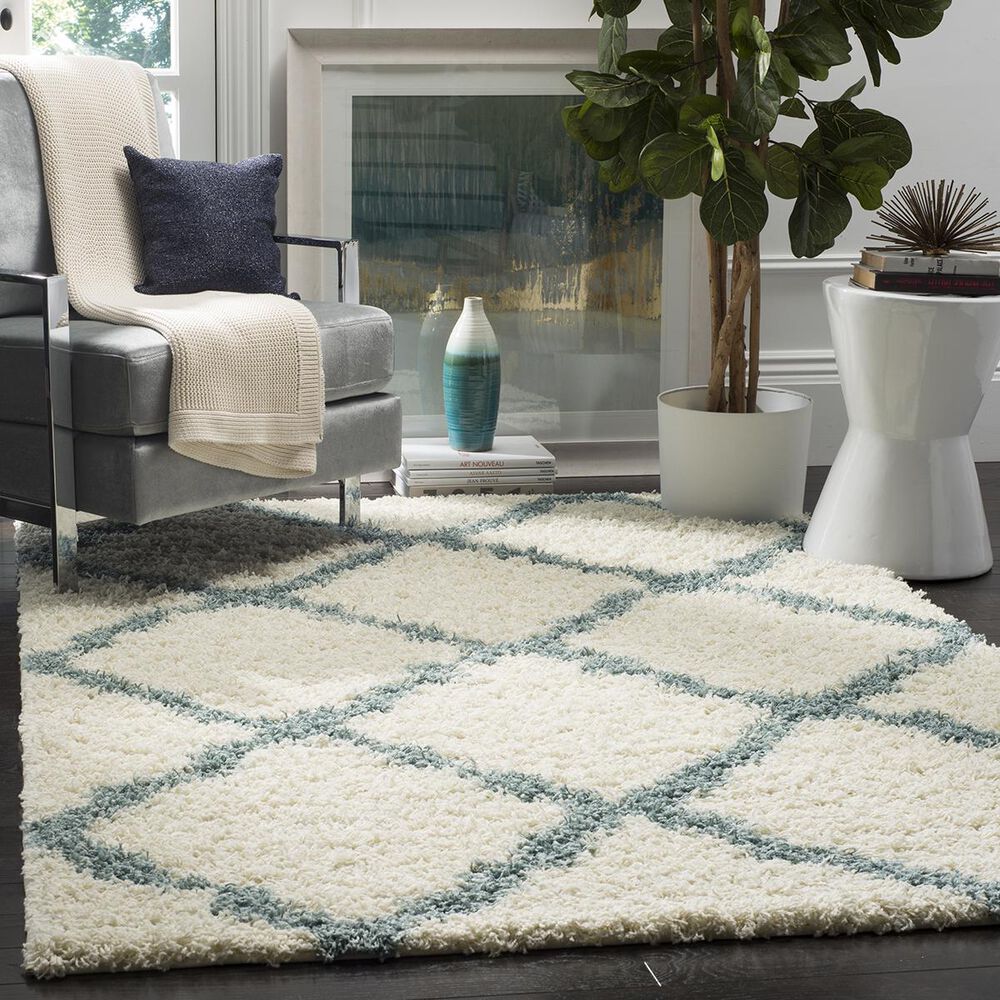 Safavieh Dallas Shag SGD257J-10 10&#39; x 14&#39; Ivory/Light Blue Area Rug, , large