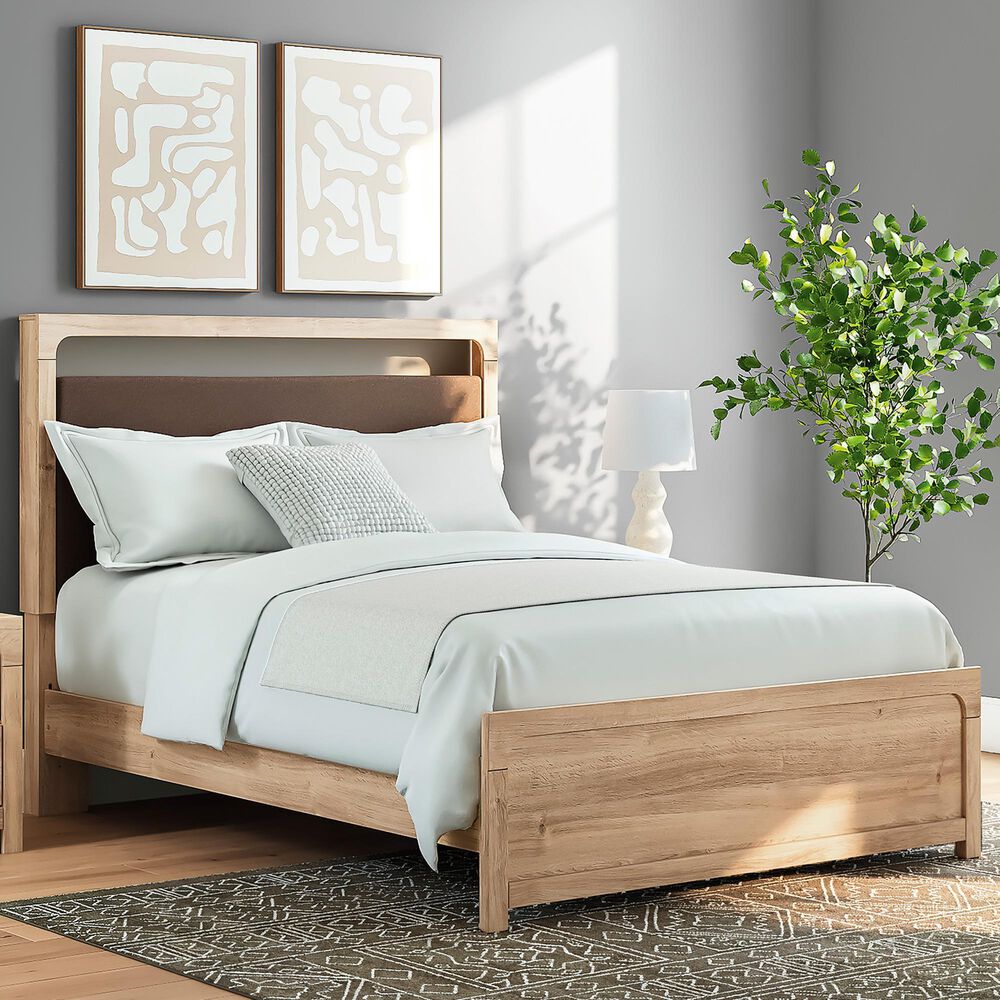 Ashley Kinlanni Queen Upholstered Platform Bed in Tan, , large