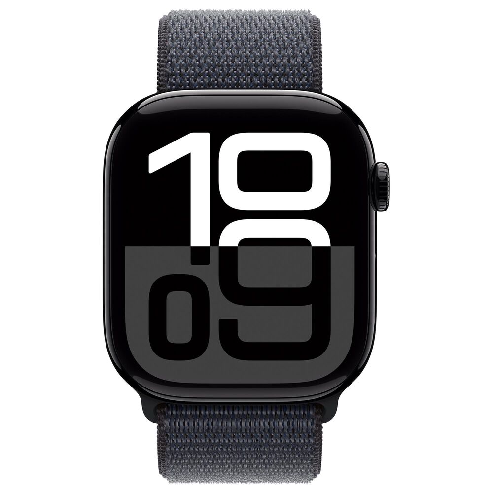 Apple Watch Series 10 GPS + Cellular 46mm Jet Black Aluminum Case with Ink Sport Loop, , large