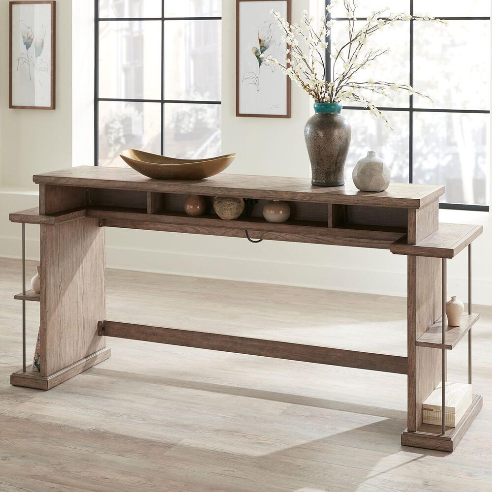 Belle Furnishings City Scape Console Bar Table in Burnished Beige, , large