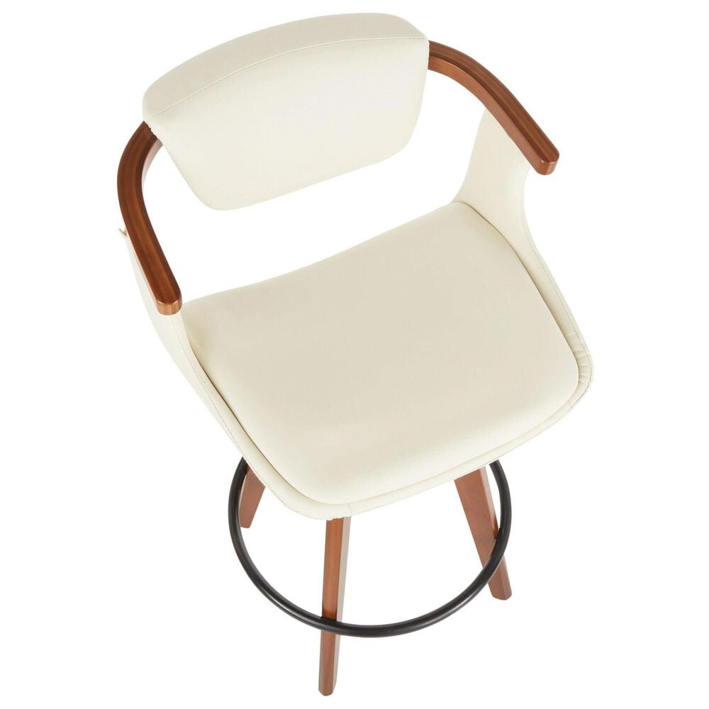 Lumisource Oracle Swivel Counter Stool with Cream Cushion in Walnut and Black, , large