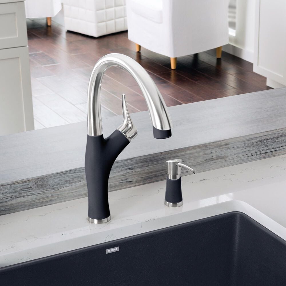 Blanco Artona Pull-Down Kitchen Faucet 1.5 GPM in PVD Steel and Anthracite, , large