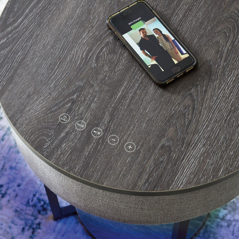 Ashley Sethlen Accent Table with Speaker in Gray and Black, , large