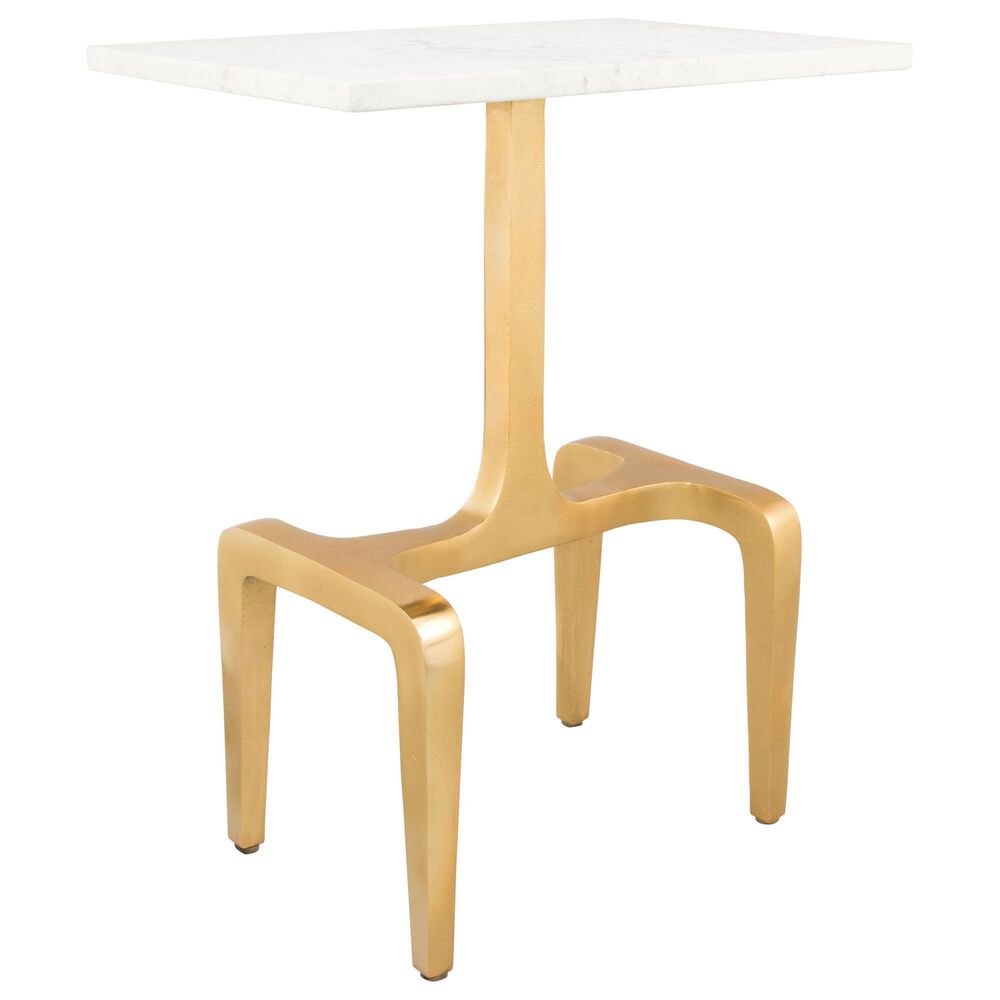 Zuo Modern Clement Side Table in White and Gold, , large