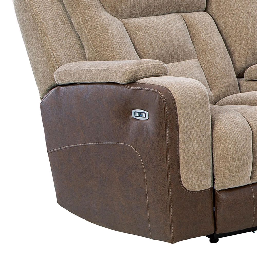 Ashley Mixed Motion Power Reclining Loveseat with Console in Brownstone, , large