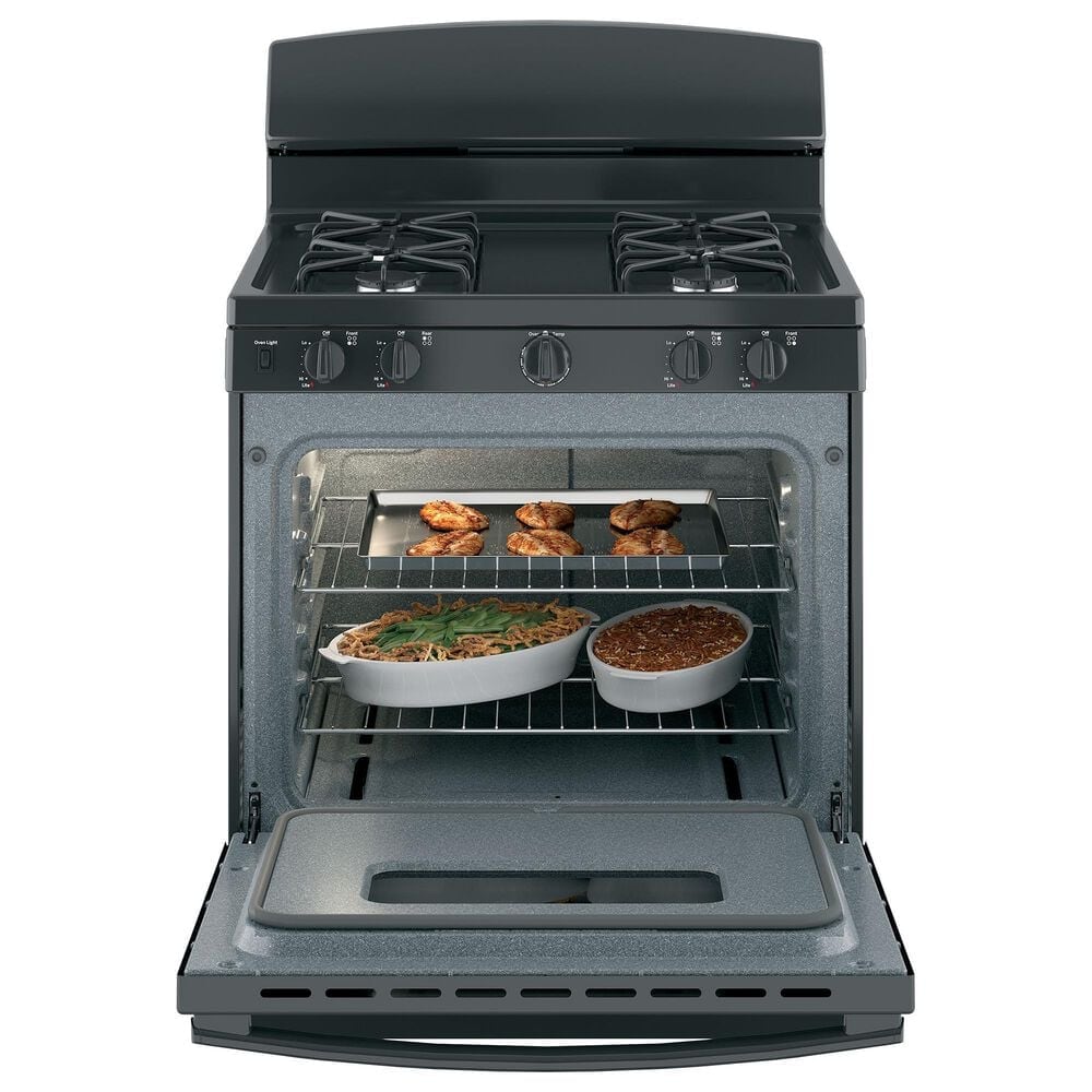 GE Appliances 30" Freestanding Front Control Gas Range in Black, , large