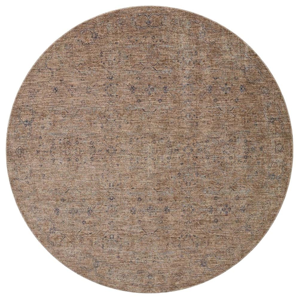 Angela Rose Blake 5"3" Round Taupe and Blue Area Rug, , large