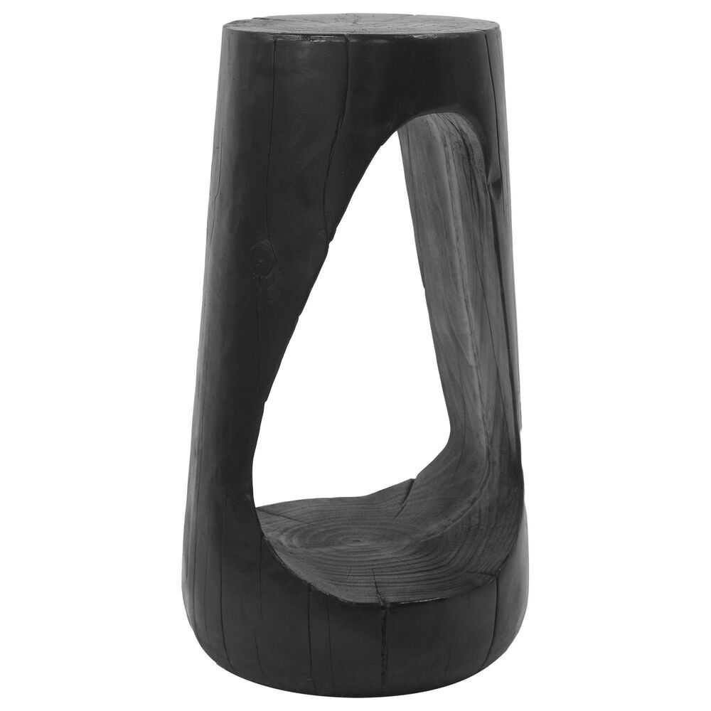 Hearth and Haven Outdoor End Table with Hollow Design in Black, , large